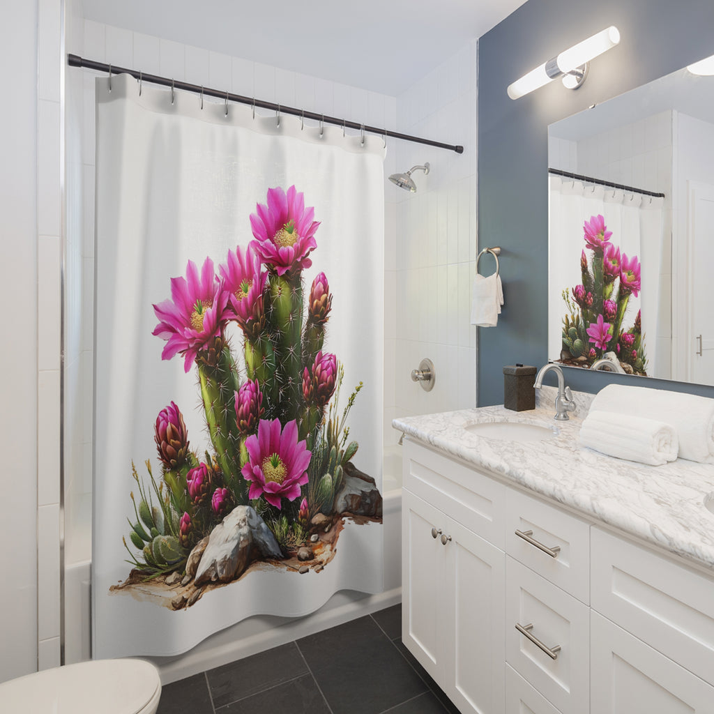 AZ Arizona Bohemian Floral Shower Curtain, Cactus Decor, Bathroom Accessories, Gift for Garden Lovers, Modern Home Decor