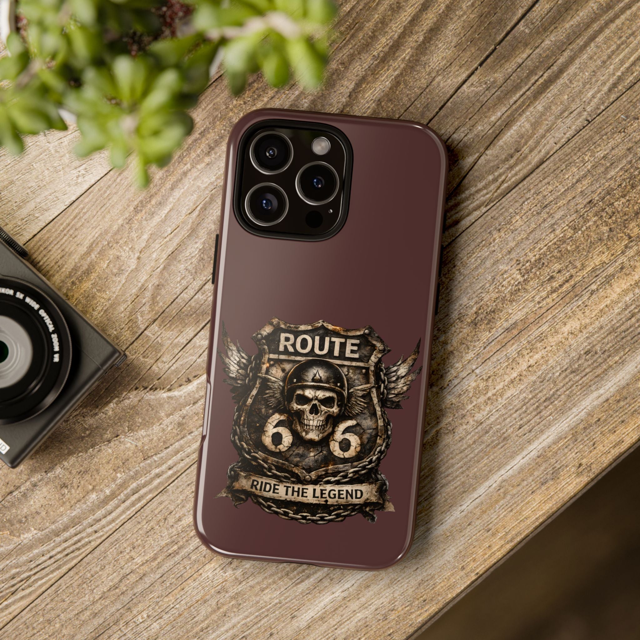Route 66 Skull Helmet phone case | Motorcycle emblem, Ride the Legend