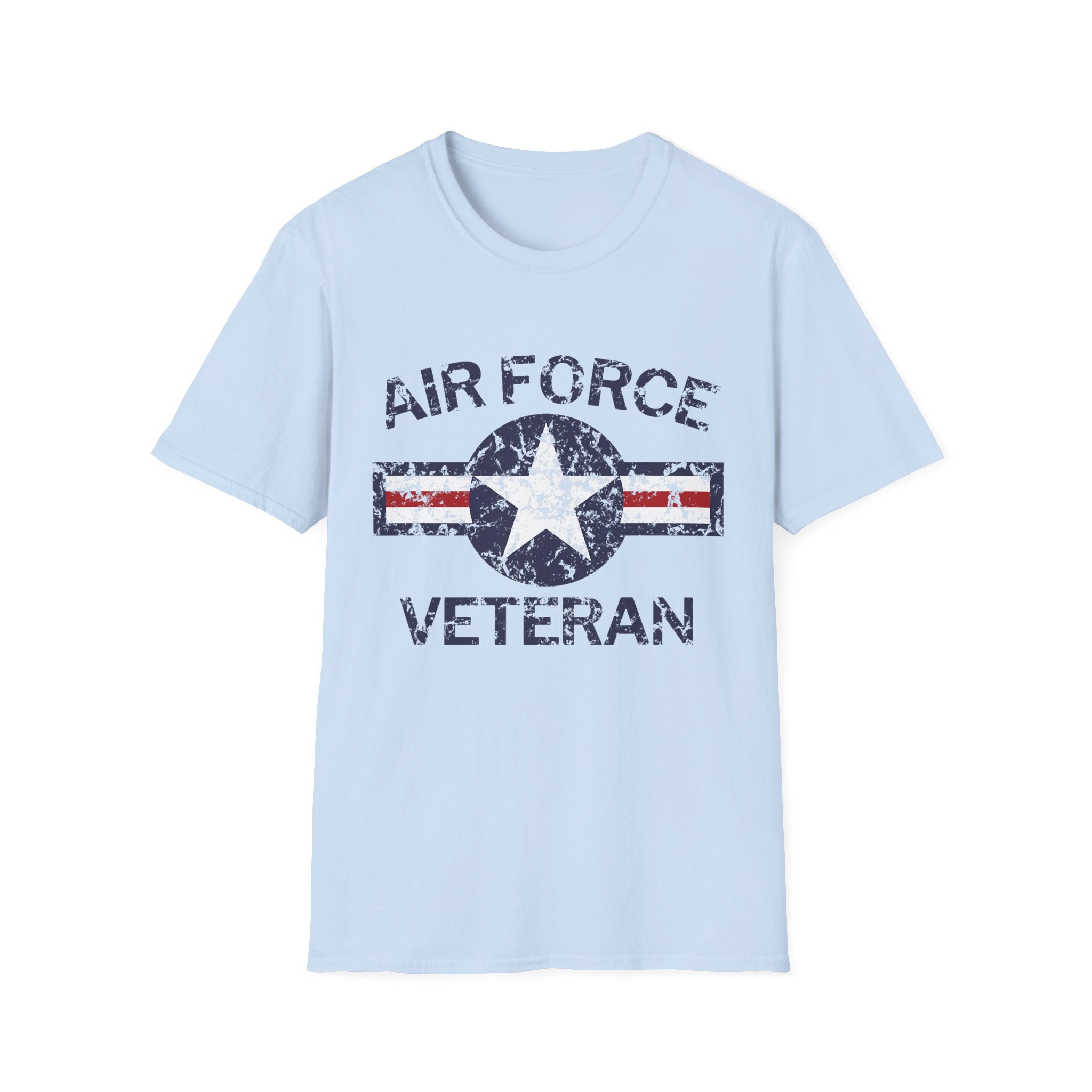Air Force Veteran Distressed Logo T-Shirt | Military Star Stripe Tee