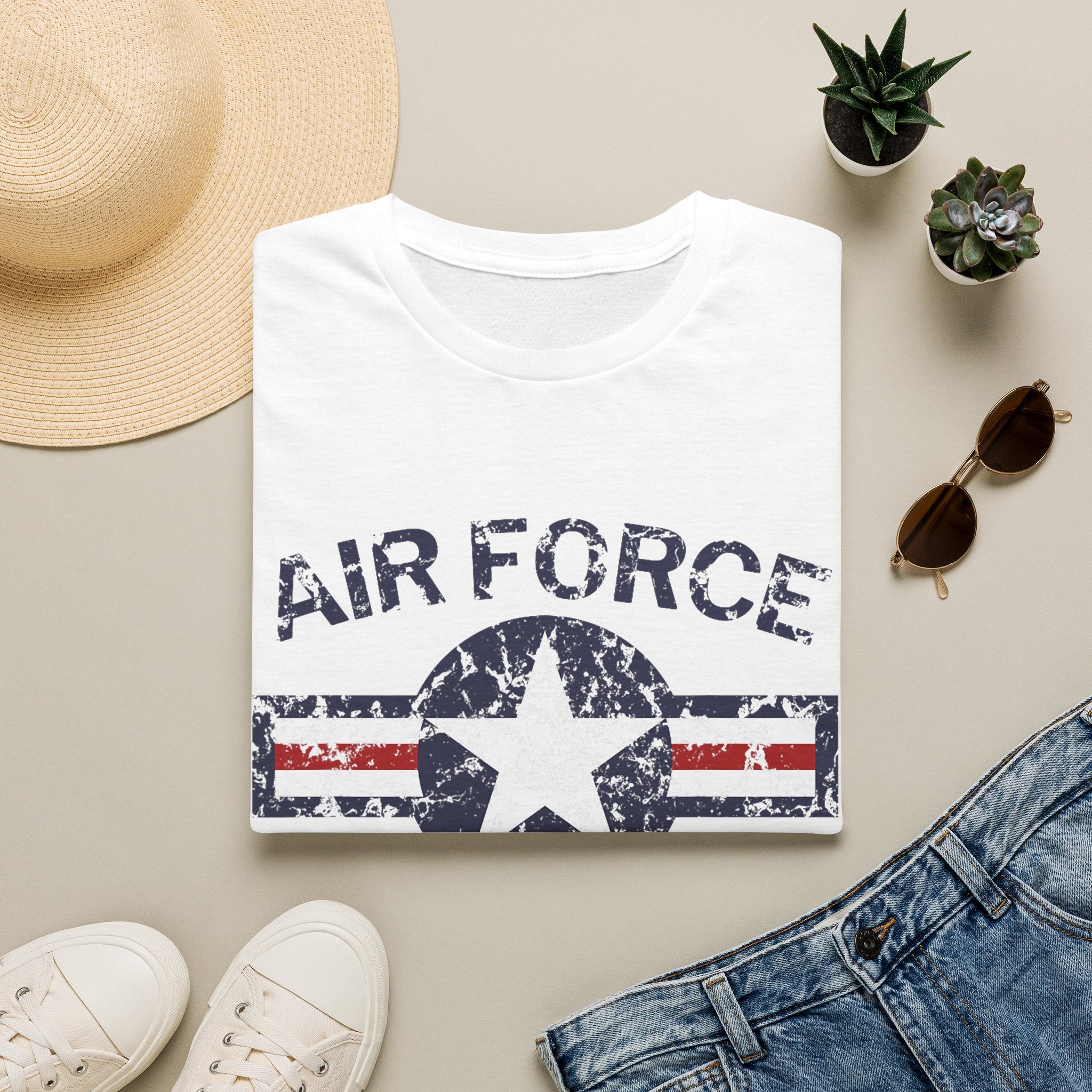 Air Force Veteran Distressed Logo T-Shirt | Military Star Stripe Tee