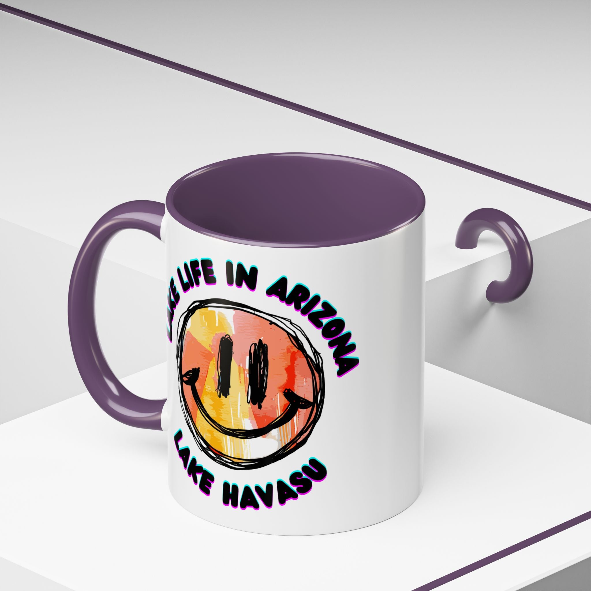 Lake Life in Arizona Smiley Mug | Lake Havasu Accent Coffee Mug