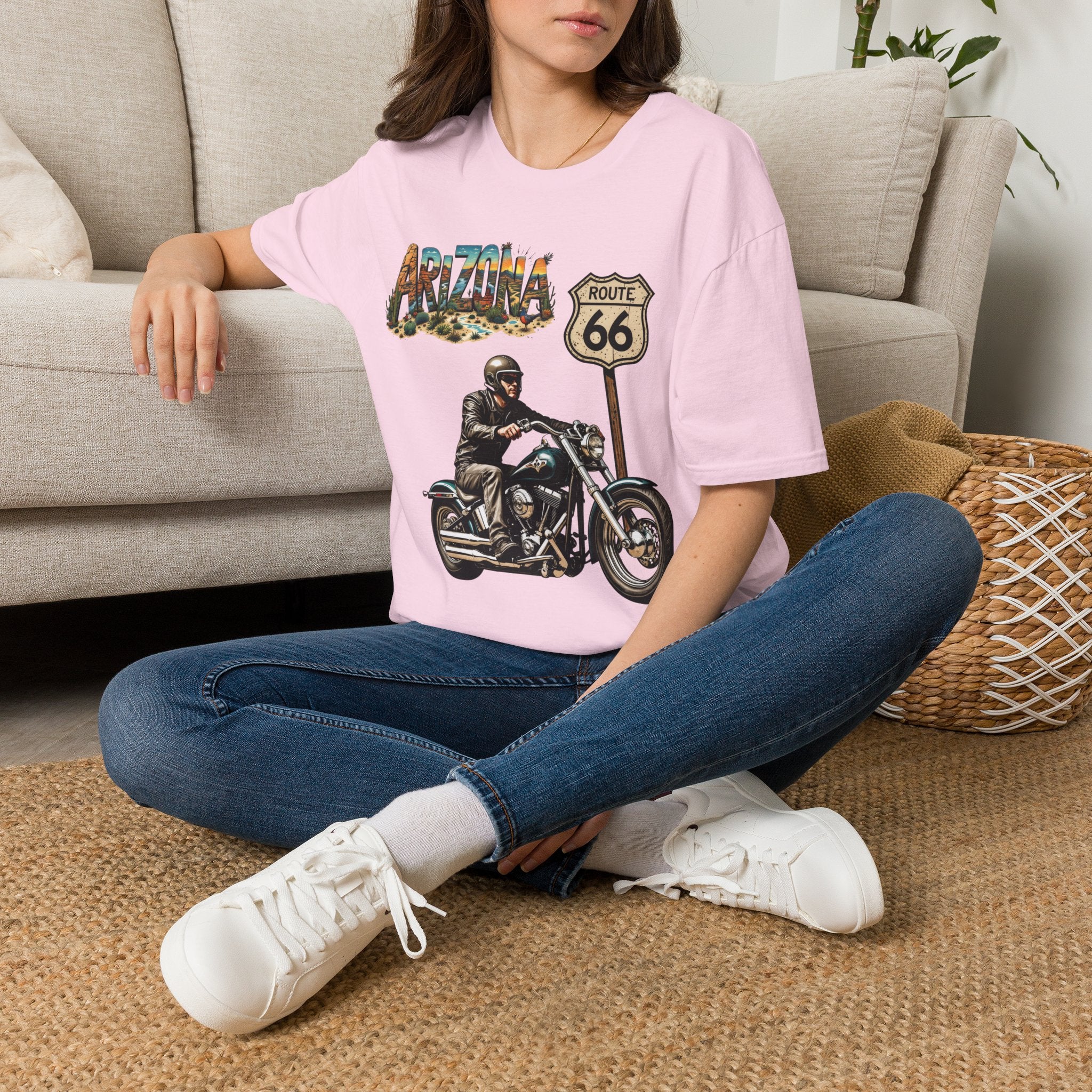 Arizona Route 66 Motorcycle T-Shirt | Biker Road Trip Tee
