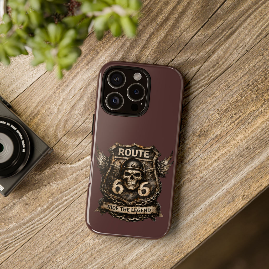 Route 66 Skull Helmet phone case | Motorcycle emblem, Ride the Legend