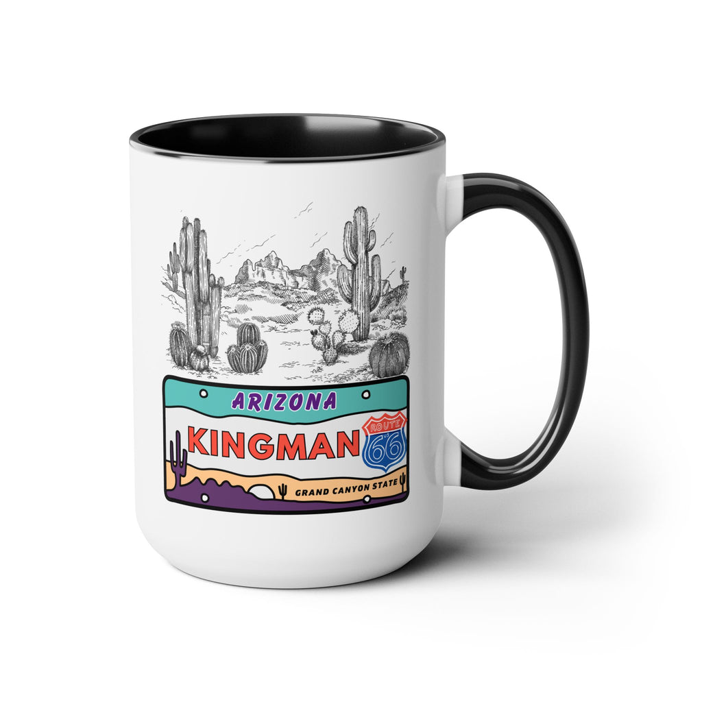 Kingman Arizona Route 66 Two-Tone Coffee Mugs, 15oz