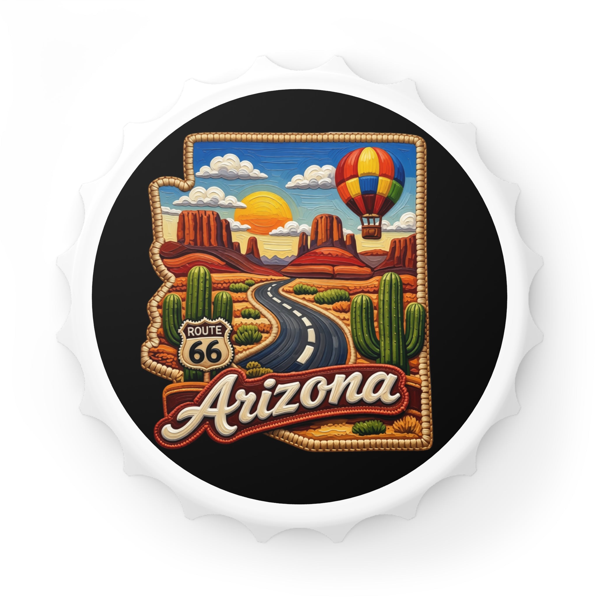 Arizona Route 66 Desert Scene Bottle Opener | Hot Air Balloon