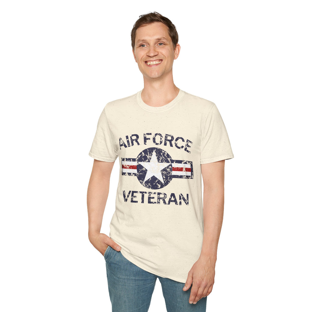 Air Force Veteran Distressed Logo T-Shirt | Military Star Stripe Tee