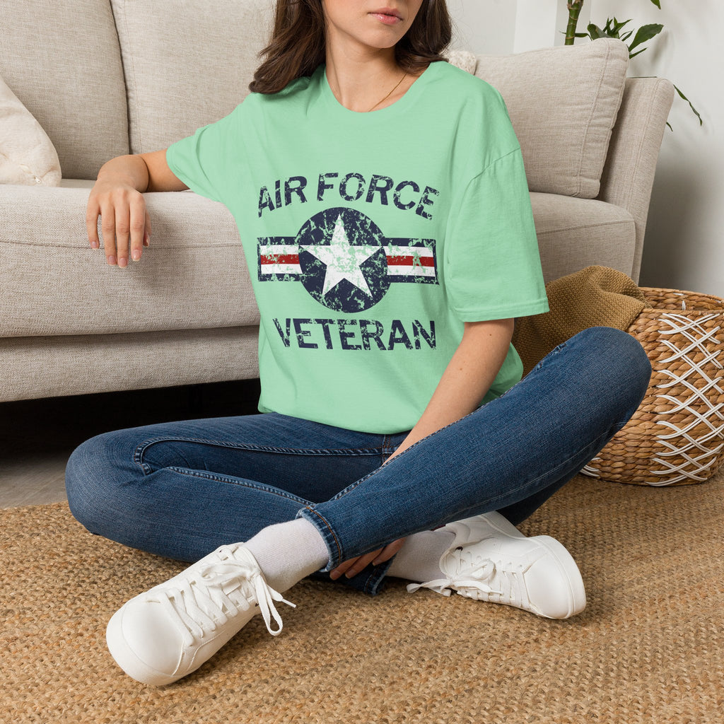 Air Force Veteran Distressed Logo T-Shirt | Military Star Stripe Tee
