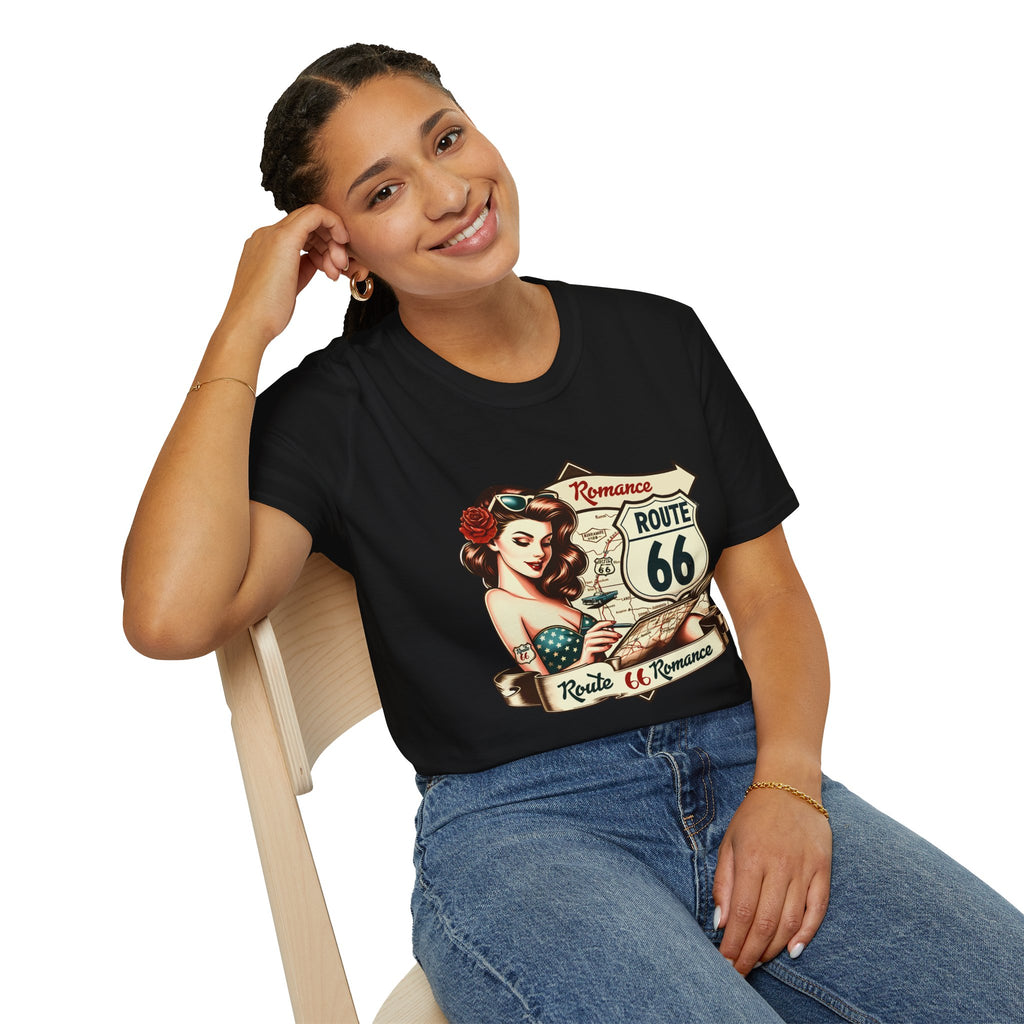 Pinup Girl Route 66 T-Shirt | Vintage Roadtrip Retro Sign