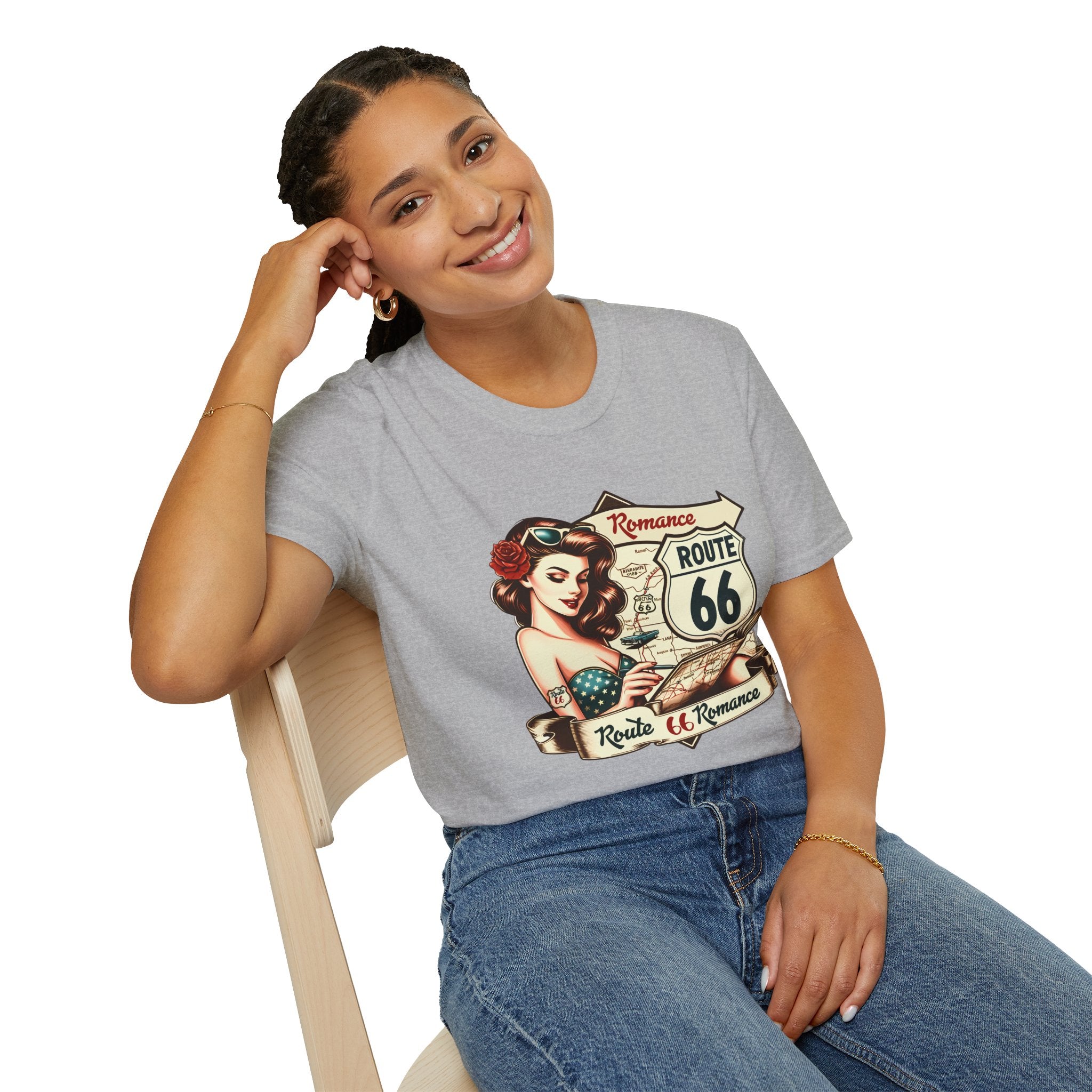 Pinup Girl Route 66 T-Shirt | Vintage Roadtrip Retro Sign
