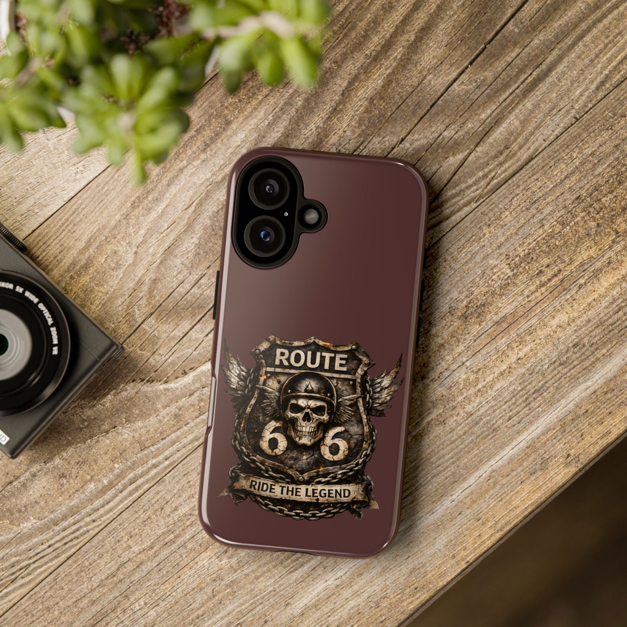 Route 66 Skull Helmet phone case | Motorcycle emblem, Ride the Legend