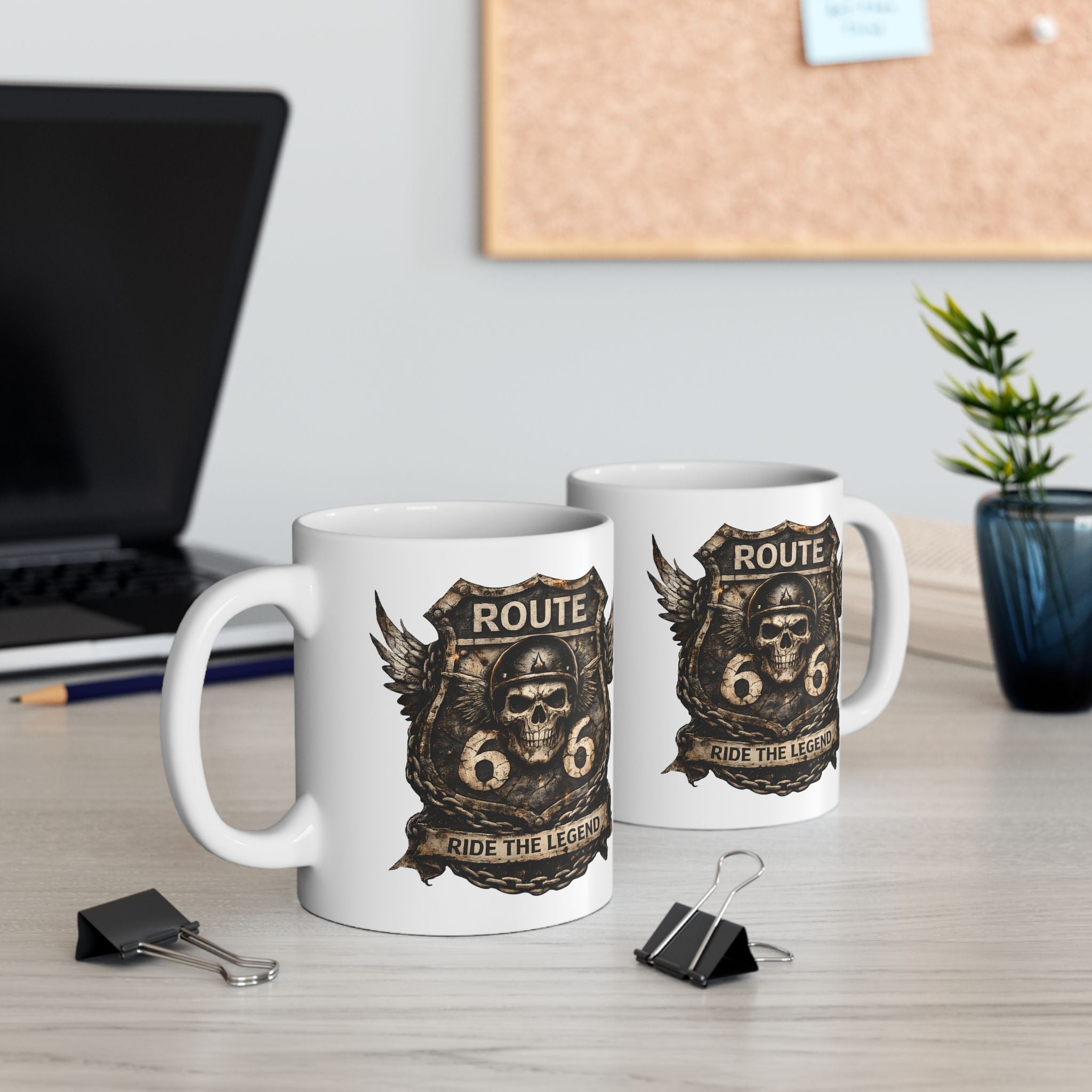 Route 66 Steampunk Owl Crest Mug | Ceramic Coffee Cup