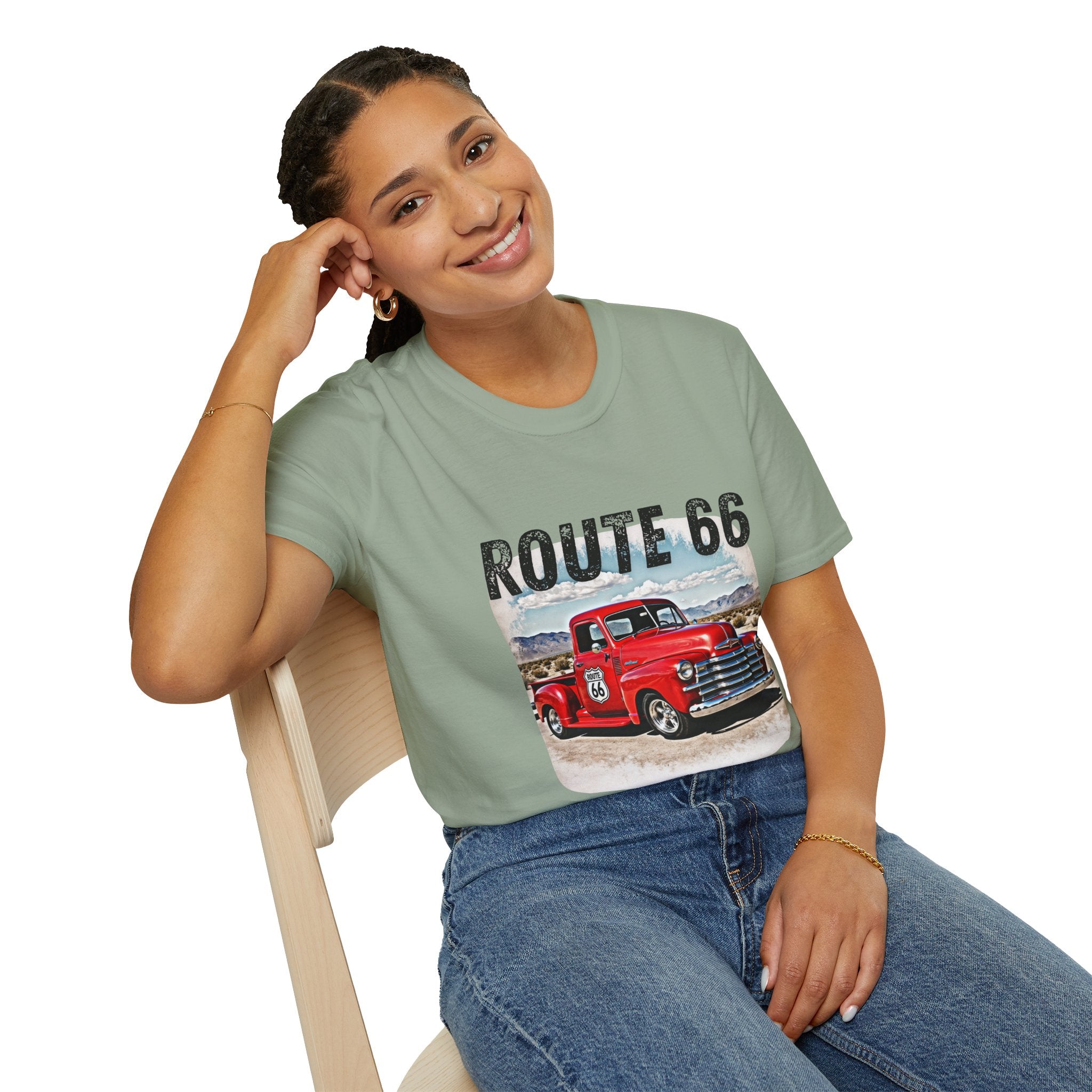 Route 66 Red Vintage Truck T-Shirt | Retro Highway Graphic
