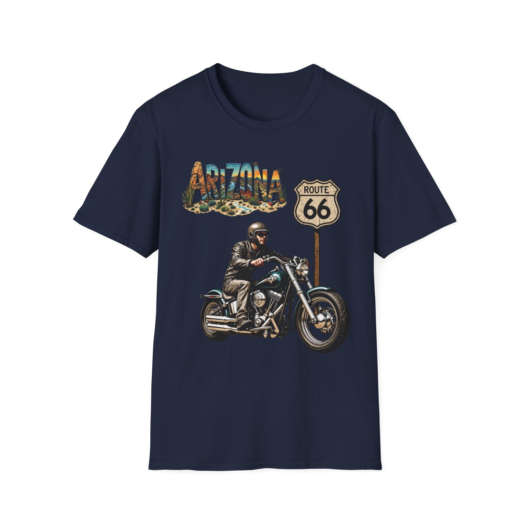 Arizona Route 66 Motorcycle T-Shirt | Biker Road Trip Tee