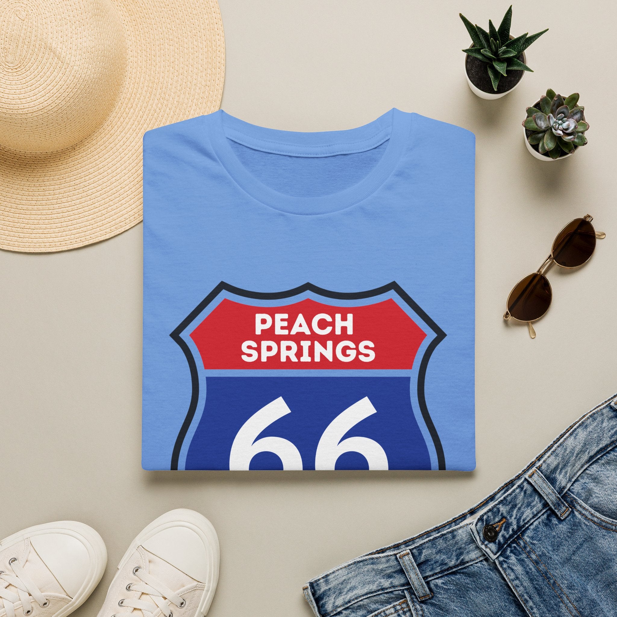 Peach Springs 66 Shield T-Shirt | Route 66 Road Sign Shirt
