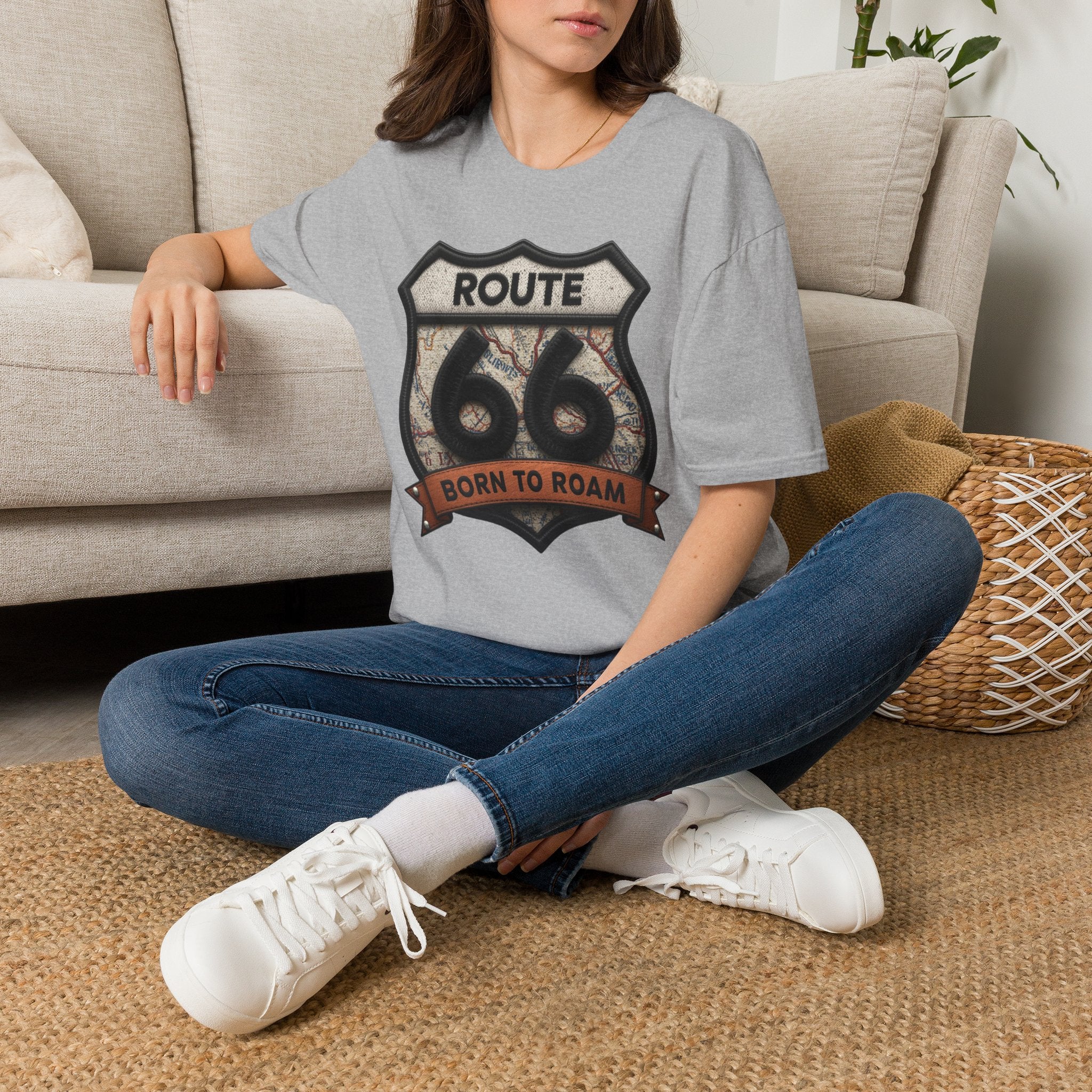 Route 66 Born to Roam T-Shirt | Vintage Highway Shield Tee