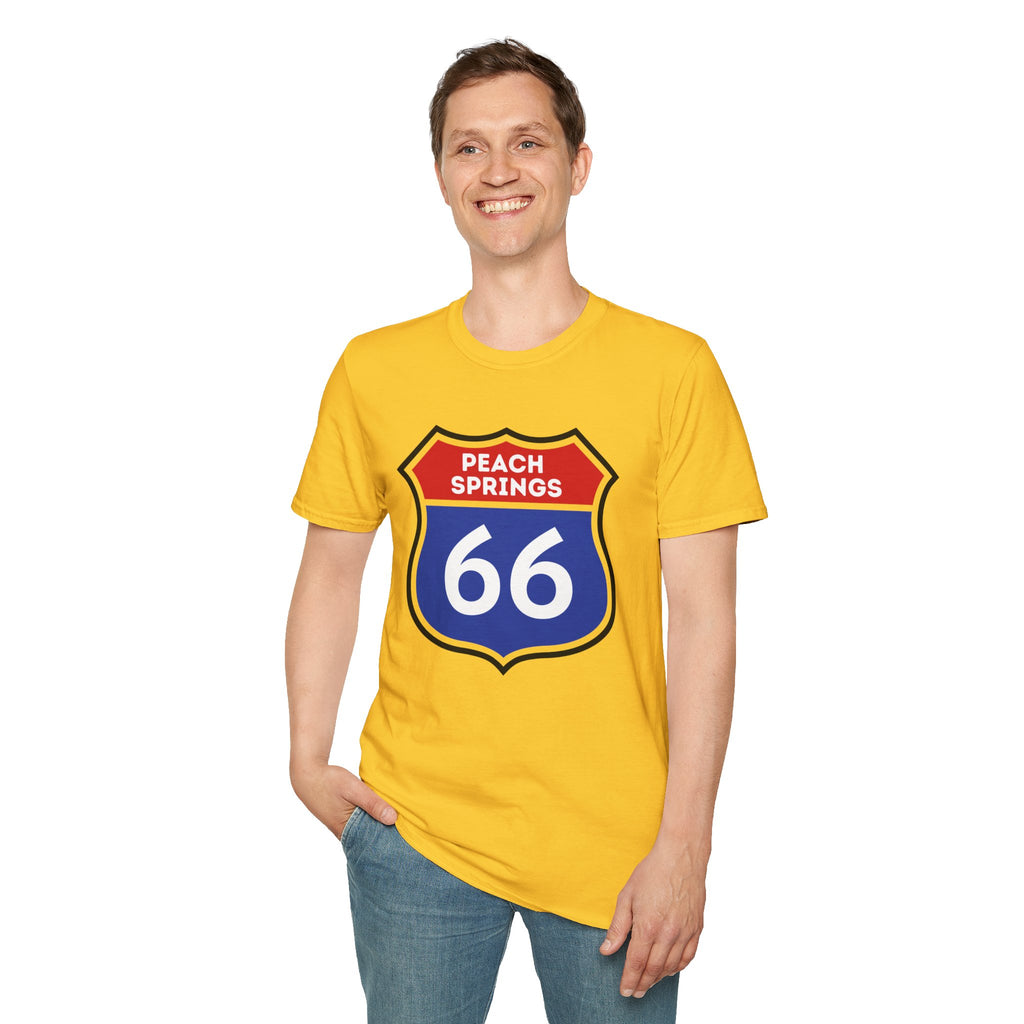 Peach Springs 66 Shield T-Shirt | Route 66 Road Sign Shirt