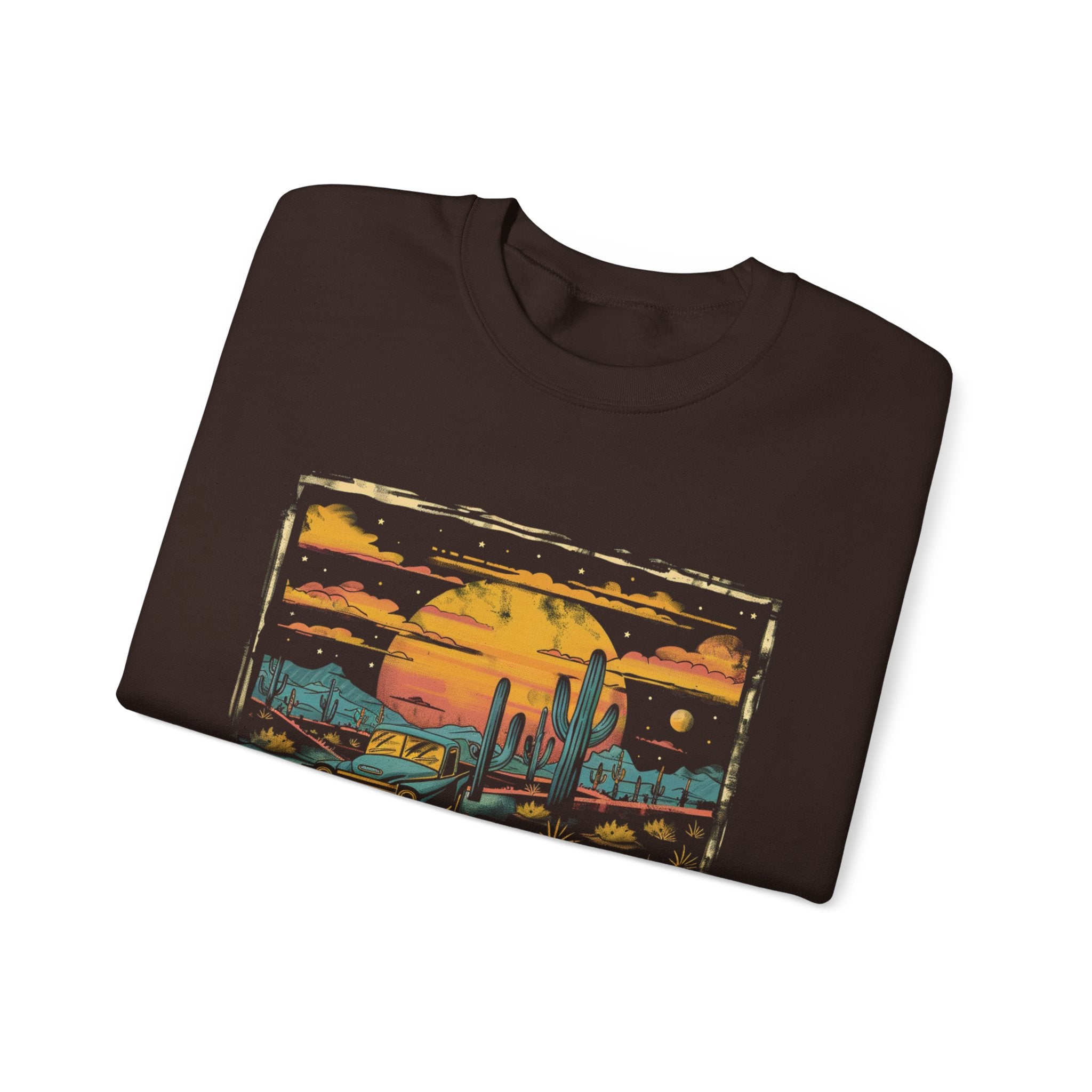 Arizona Desert Sunset Sweatshirt | Retro Cactus Landscape