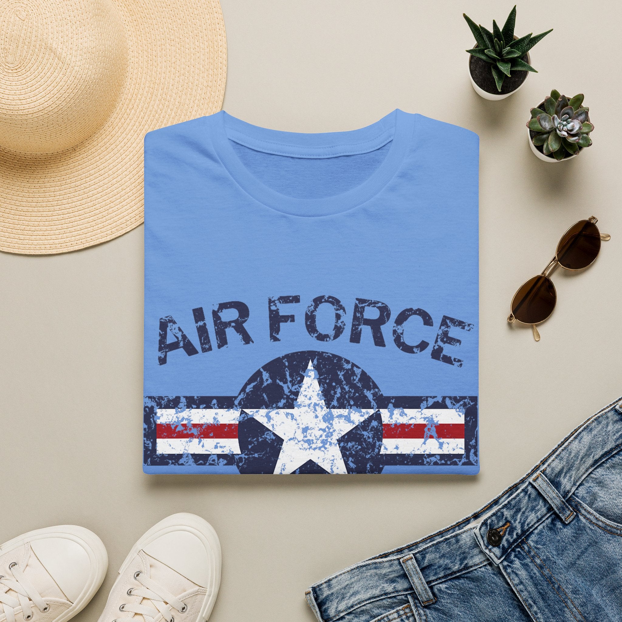 Air Force Veteran Distressed Logo T-Shirt | Military Star Stripe Tee