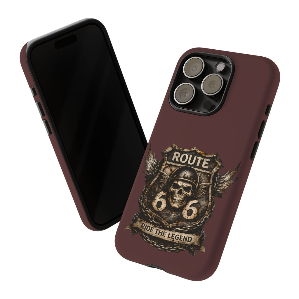 Route 66 Skull Helmet phone case | Motorcycle emblem, Ride the Legend