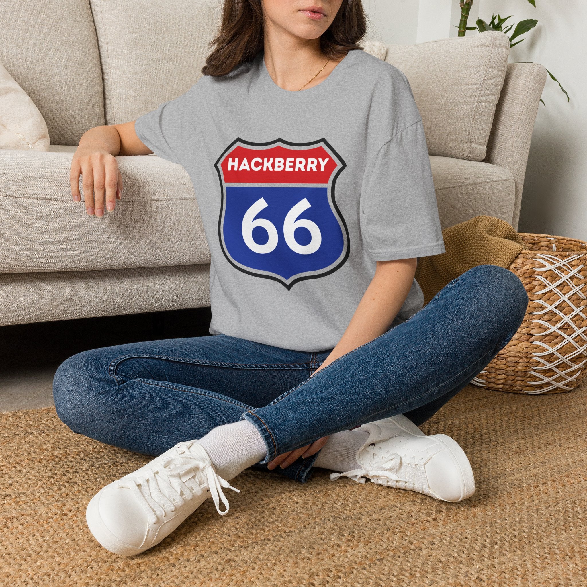 Hackberry 66 Shield T-Shirt | Route 66 Road Sign Tee