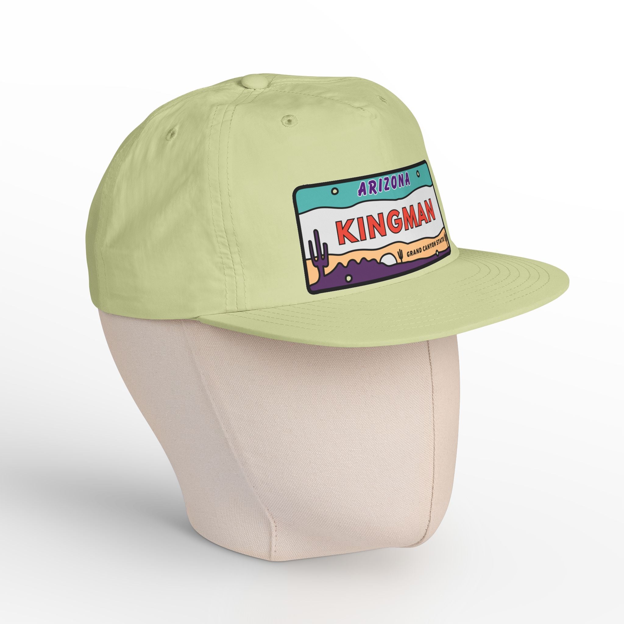 Surf Cap, Beach Hat, Summer Headwear, Kingman Arizona License Plate Dessert Cap for Water Sports