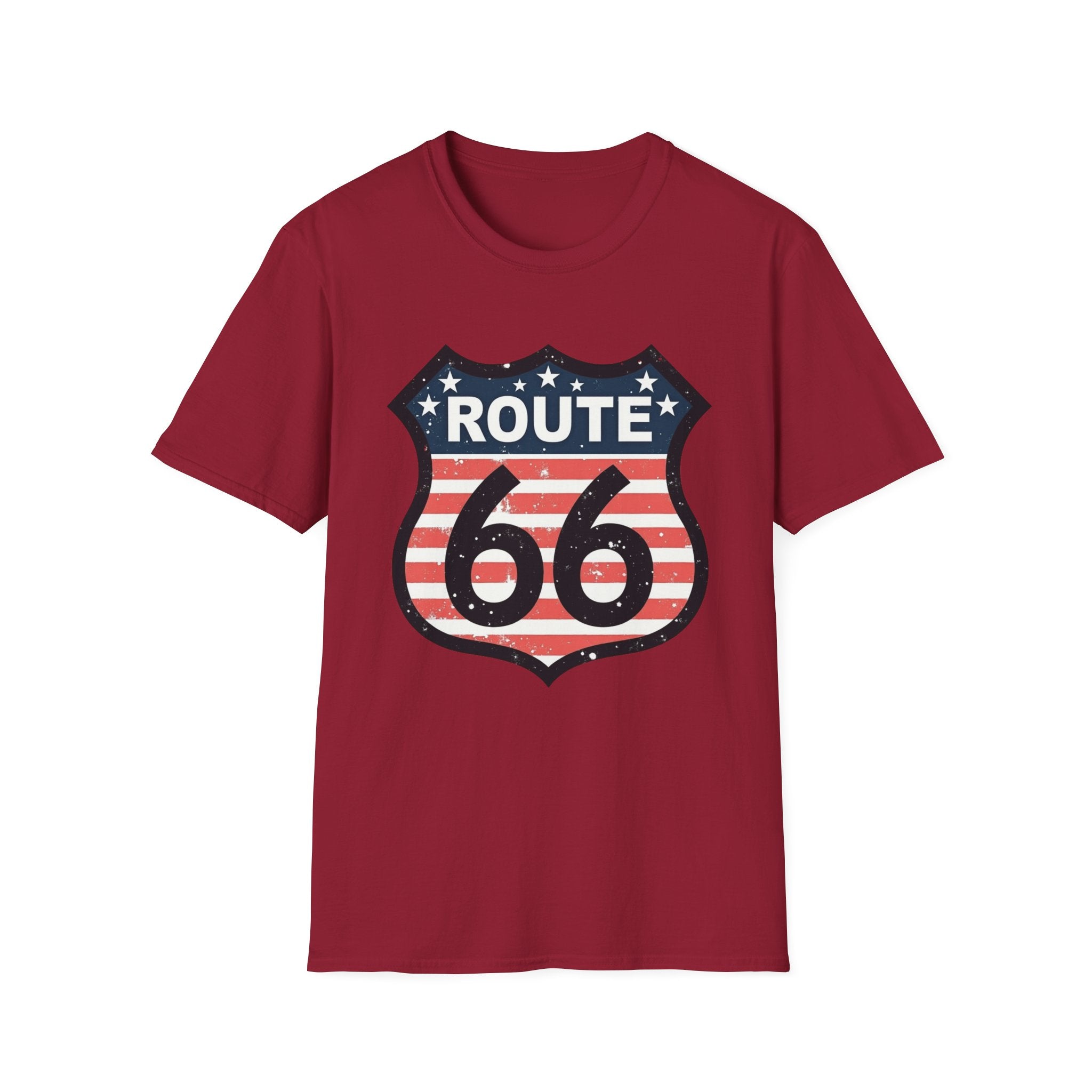 Route 66 Shield T-Shirt | American Flag Vintage Road Sign
