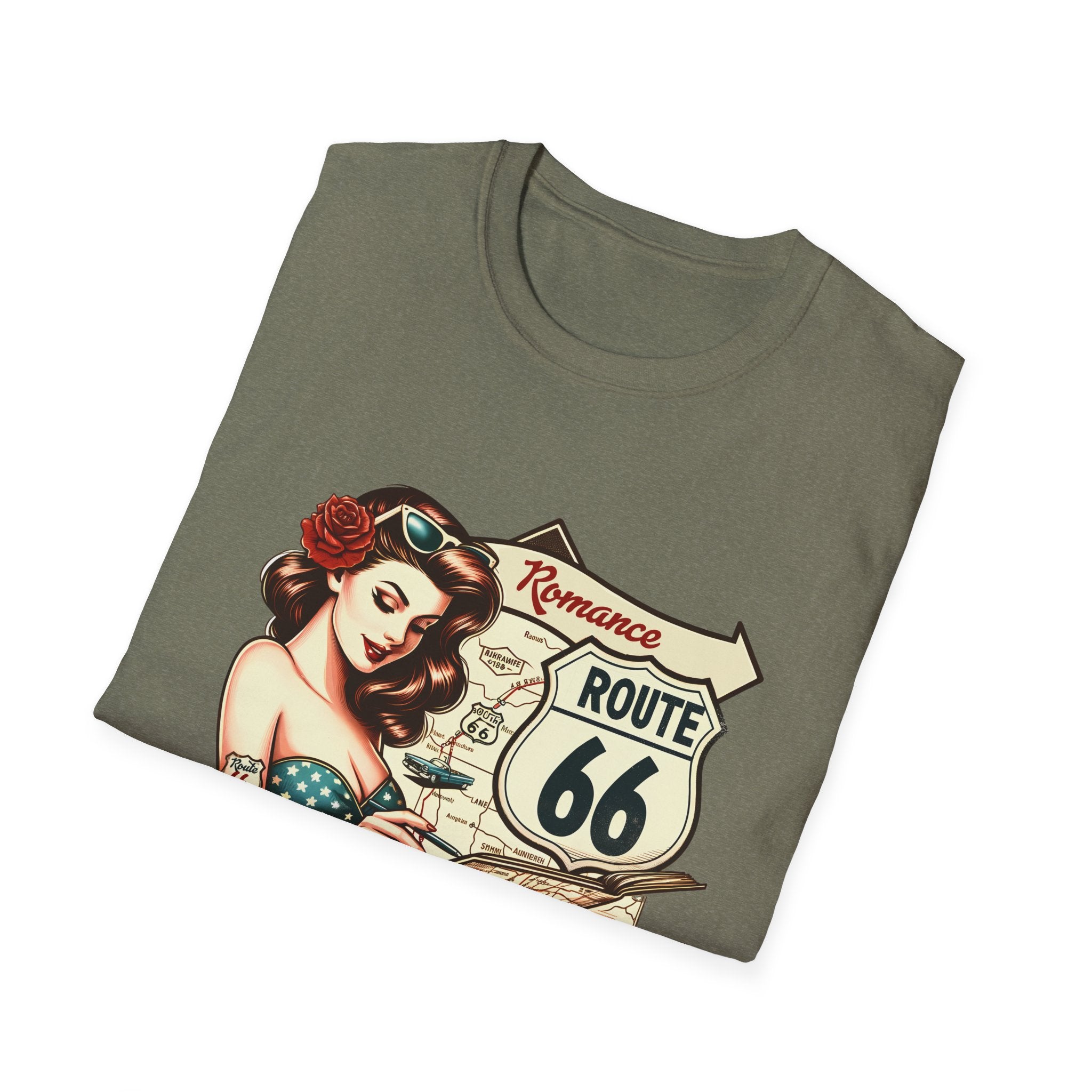 Pinup Girl Route 66 T-Shirt | Vintage Roadtrip Retro Sign