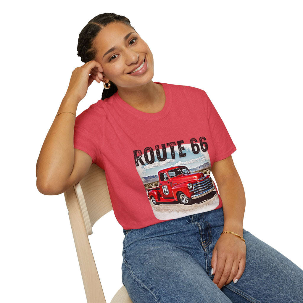 Route 66 Red Vintage Truck T-Shirt | Retro Highway Graphic