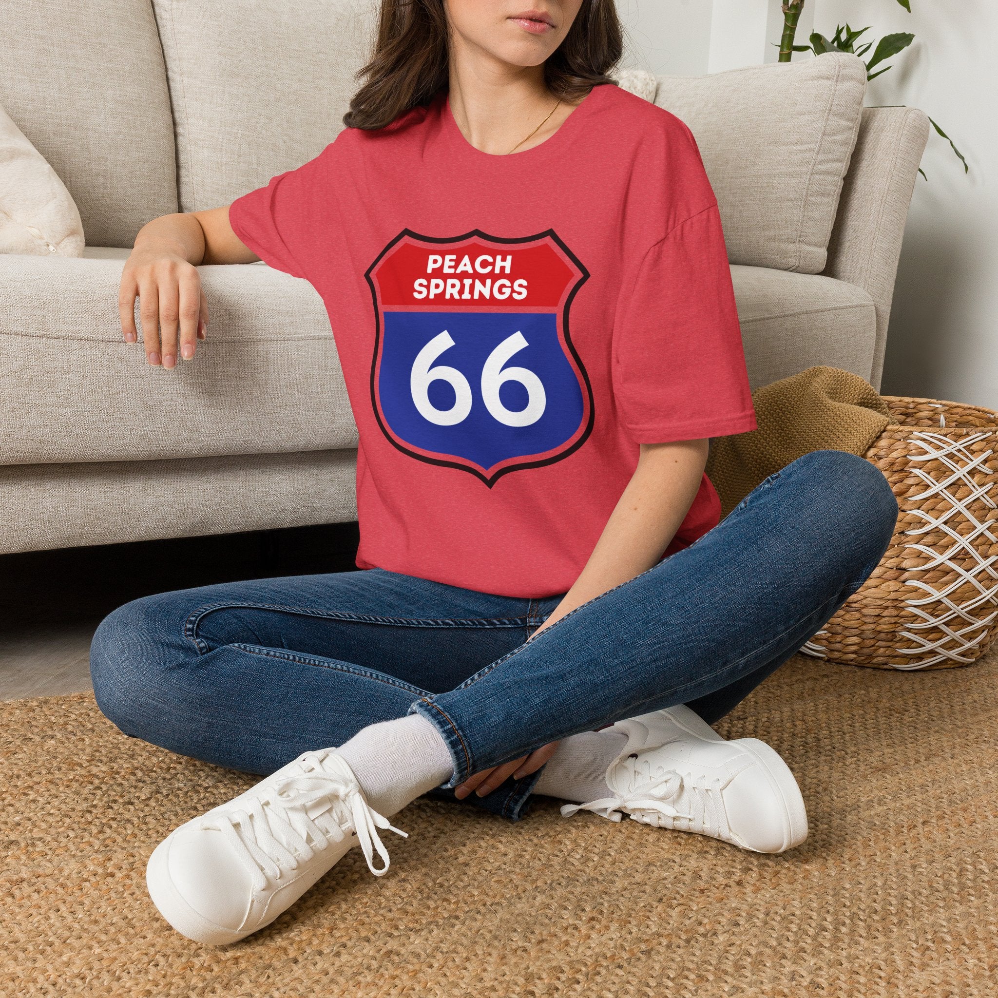 Peach Springs 66 Shield T-Shirt | Route 66 Road Sign Shirt