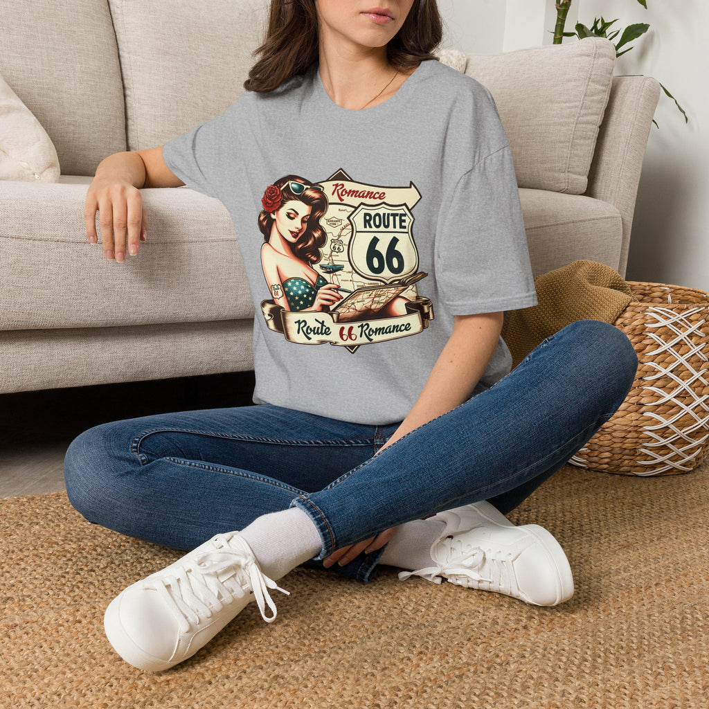 Pinup Girl Route 66 T-Shirt | Vintage Roadtrip Retro Sign
