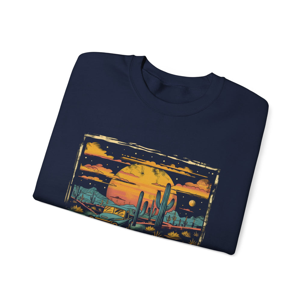 Arizona Desert Sunset Sweatshirt | Retro Cactus Landscape