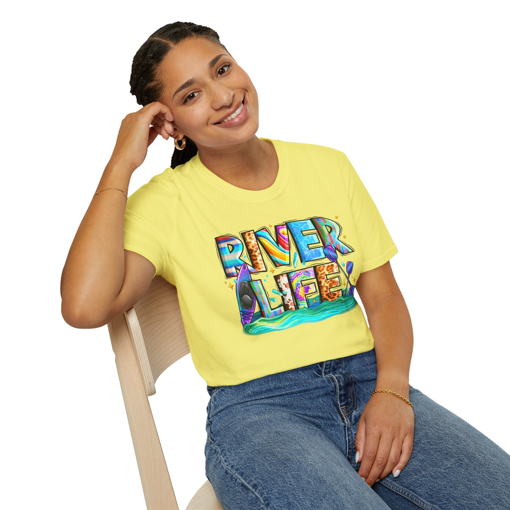 River Life T-Shirt | Colorful Fishing Scenic Graphic