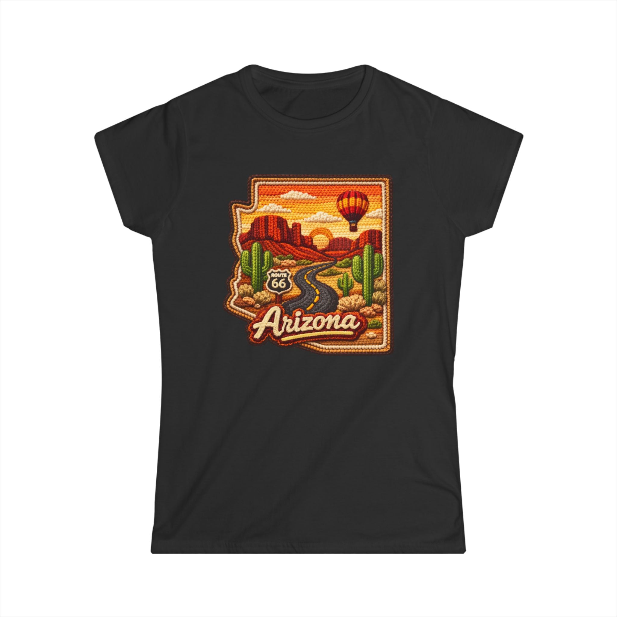 Arizona Route 66 Desert Sunset Womans Tee | Hot Air Balloon, Cactus Roadtrip