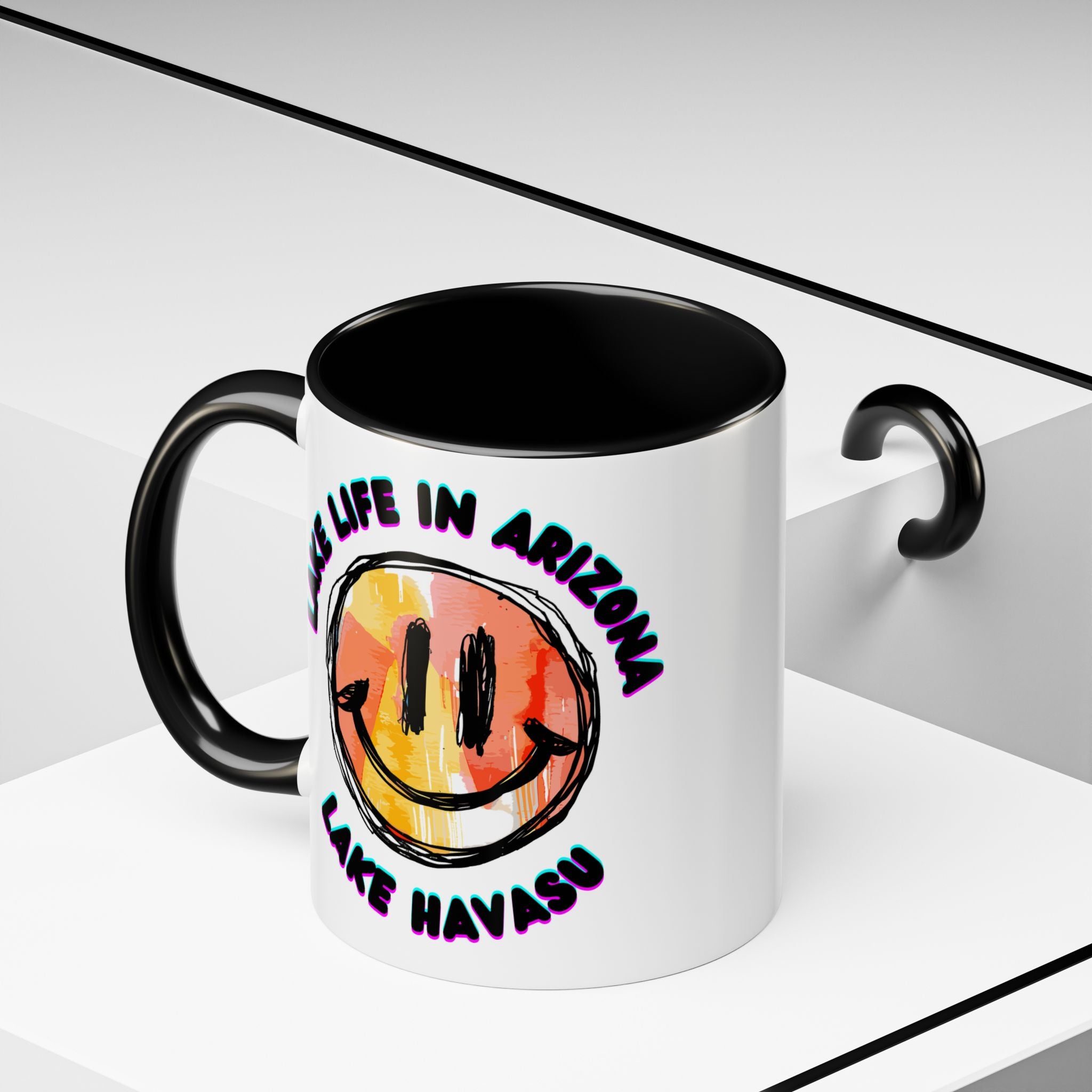 Lake Life in Arizona Smiley Mug | Lake Havasu Accent Coffee Mug