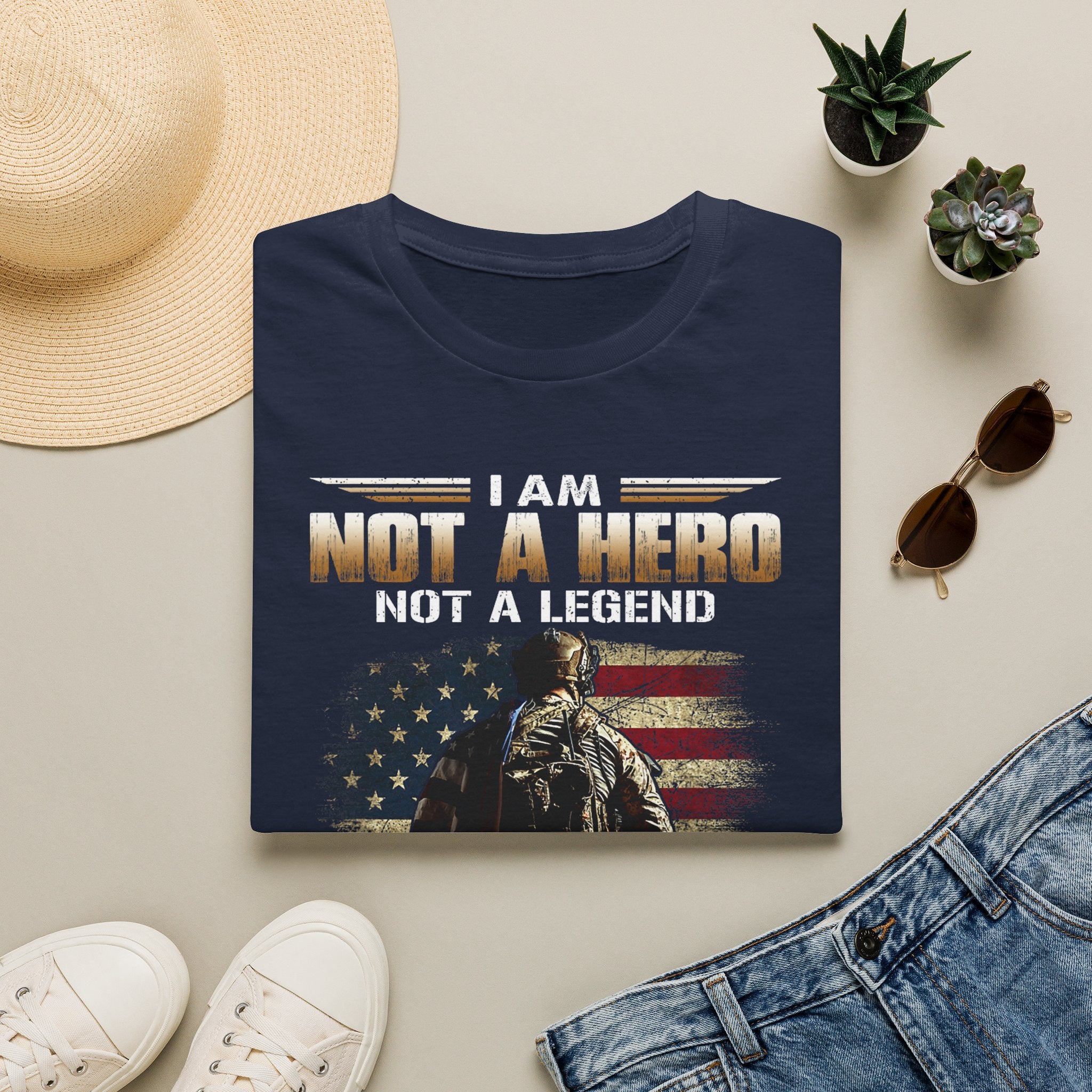 I Am Not a Hero I Am a U.S. Veteran T-Shirt | American Flag Soldier Tee
