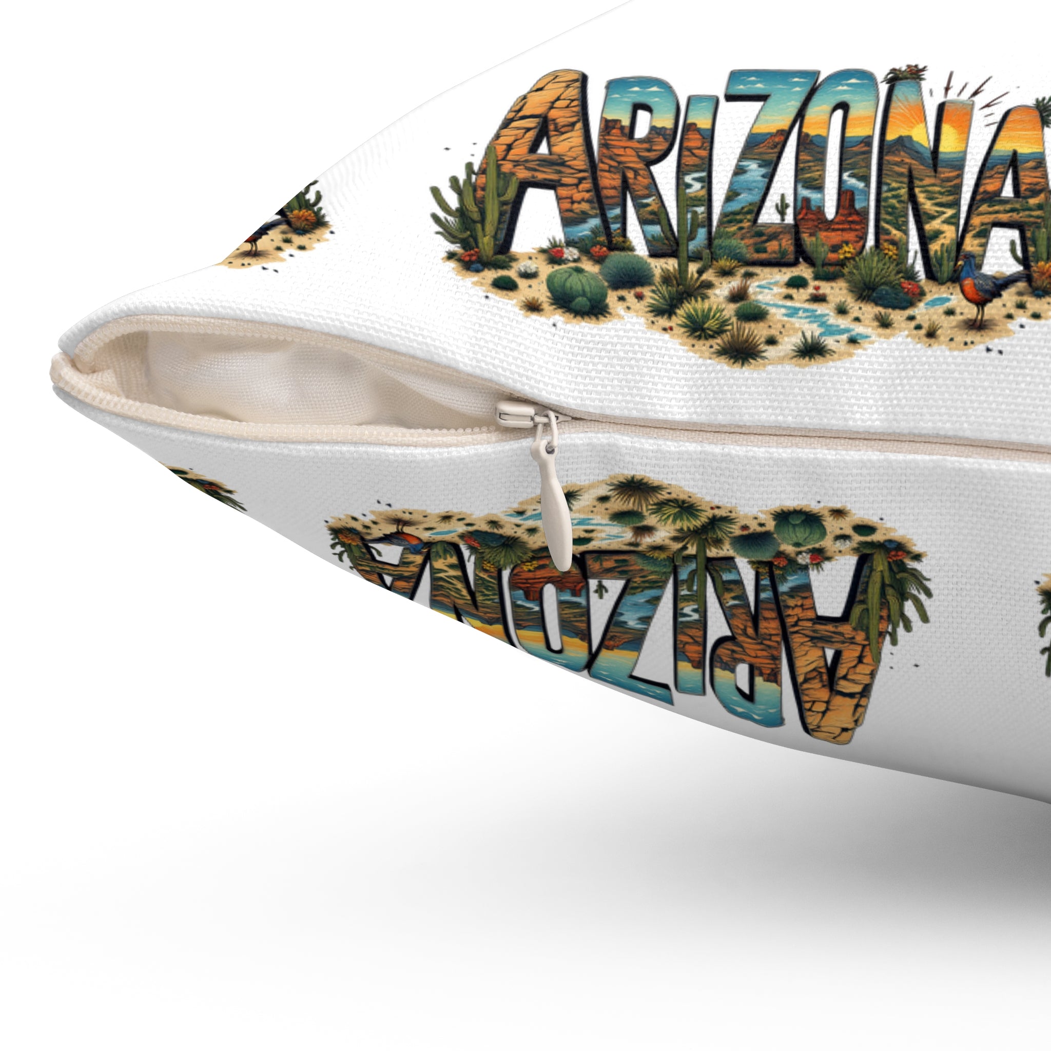 Arizona AZ - Artistic Spun Polyester Square Pillow - Cozy Home Decor, Decorative Throw, Unique Gift, Art-Inspired Decor, Colorful Cushion