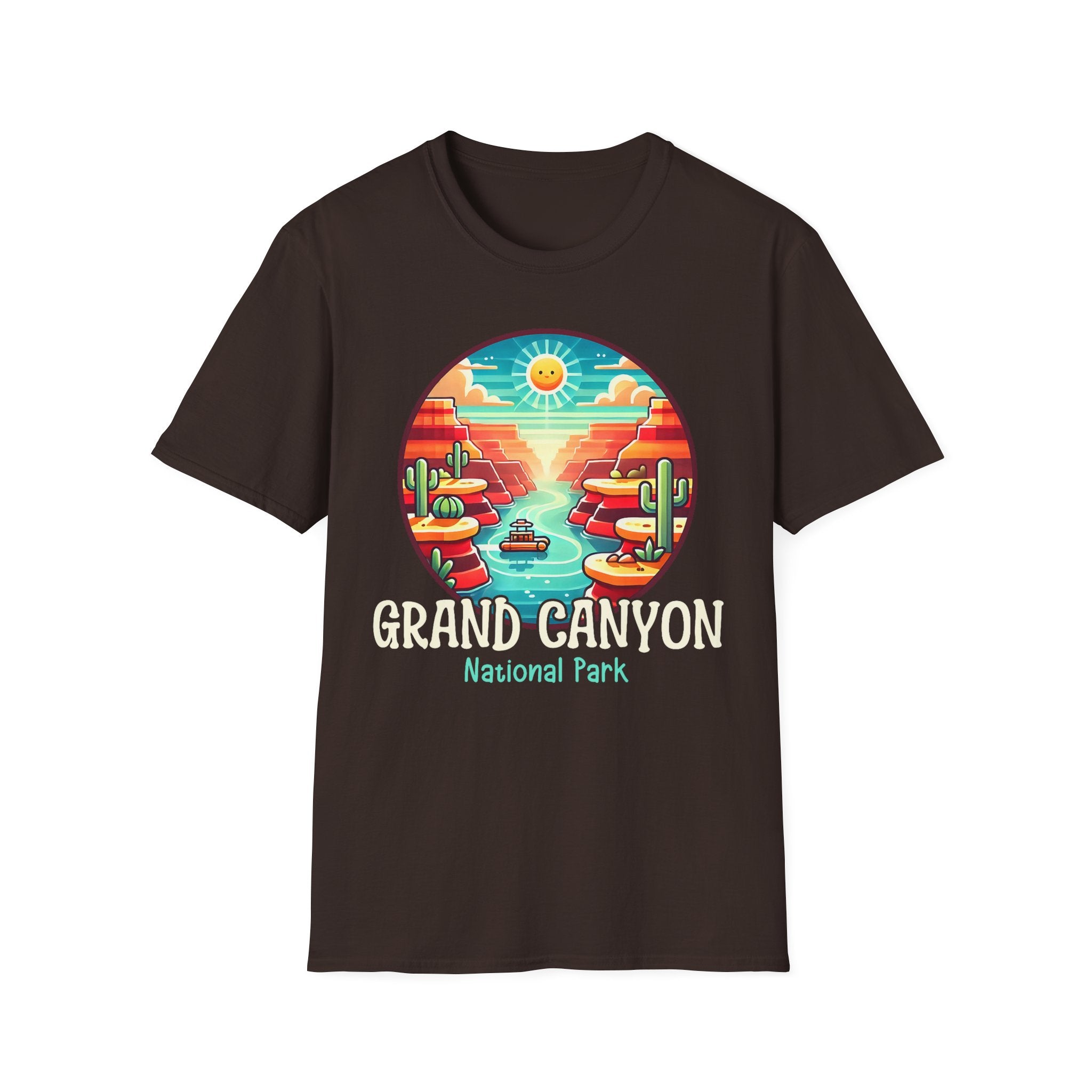 Grand Canyon National Park Retro Sunset T-Shirt | Canyon River Illustration