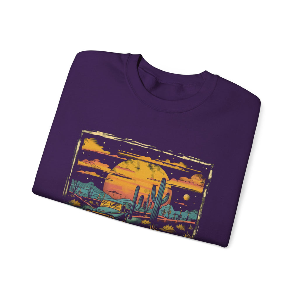Arizona Desert Sunset Sweatshirt | Retro Cactus Landscape