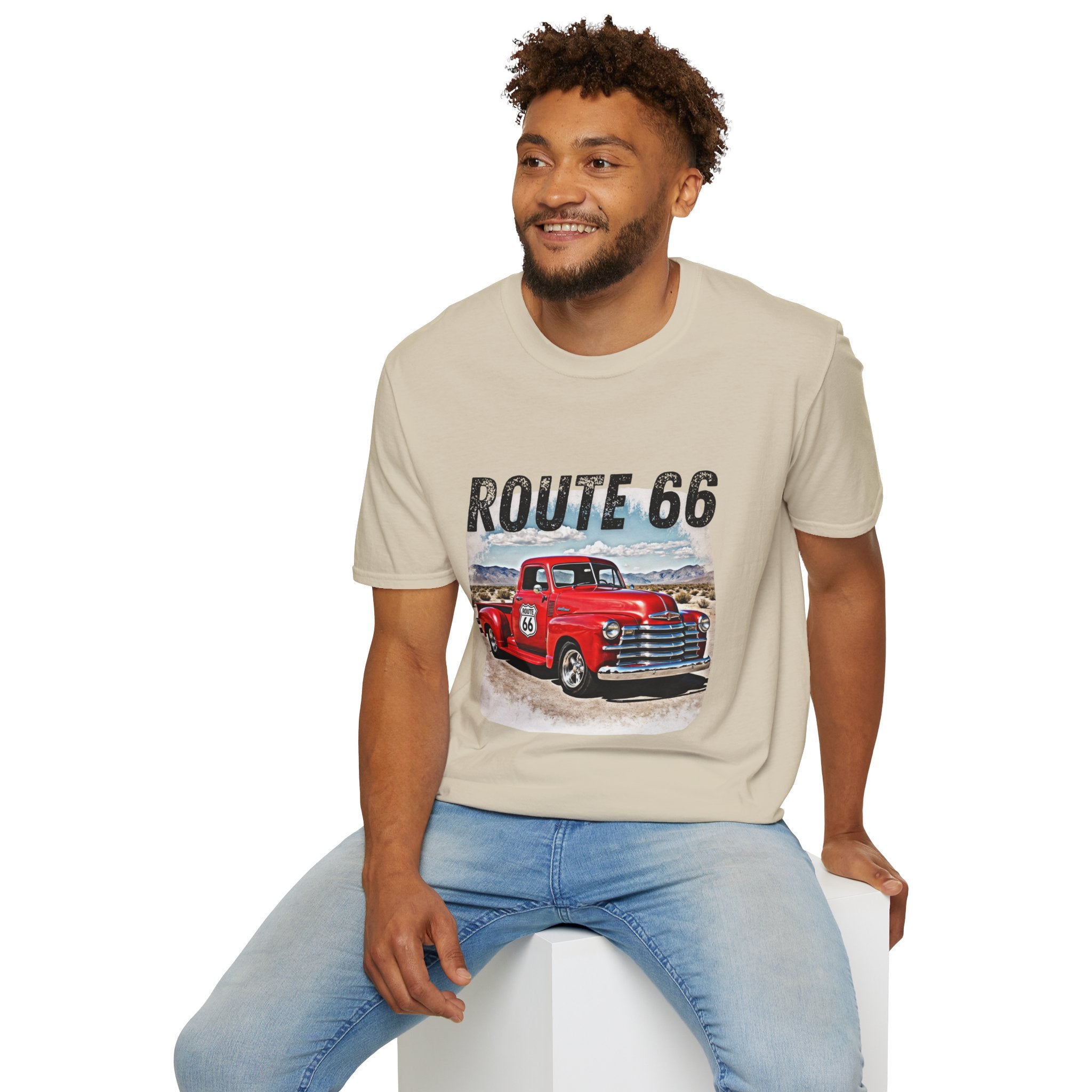 Route 66 Red Vintage Truck T-Shirt | Retro Highway Graphic
