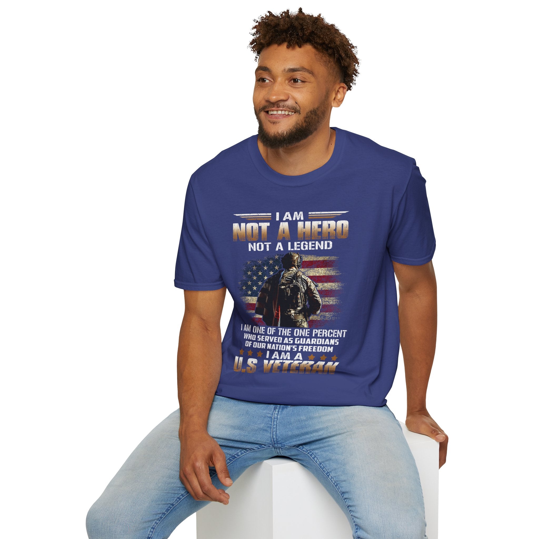 I Am Not a Hero I Am a U.S. Veteran T-Shirt | American Flag Soldier Tee