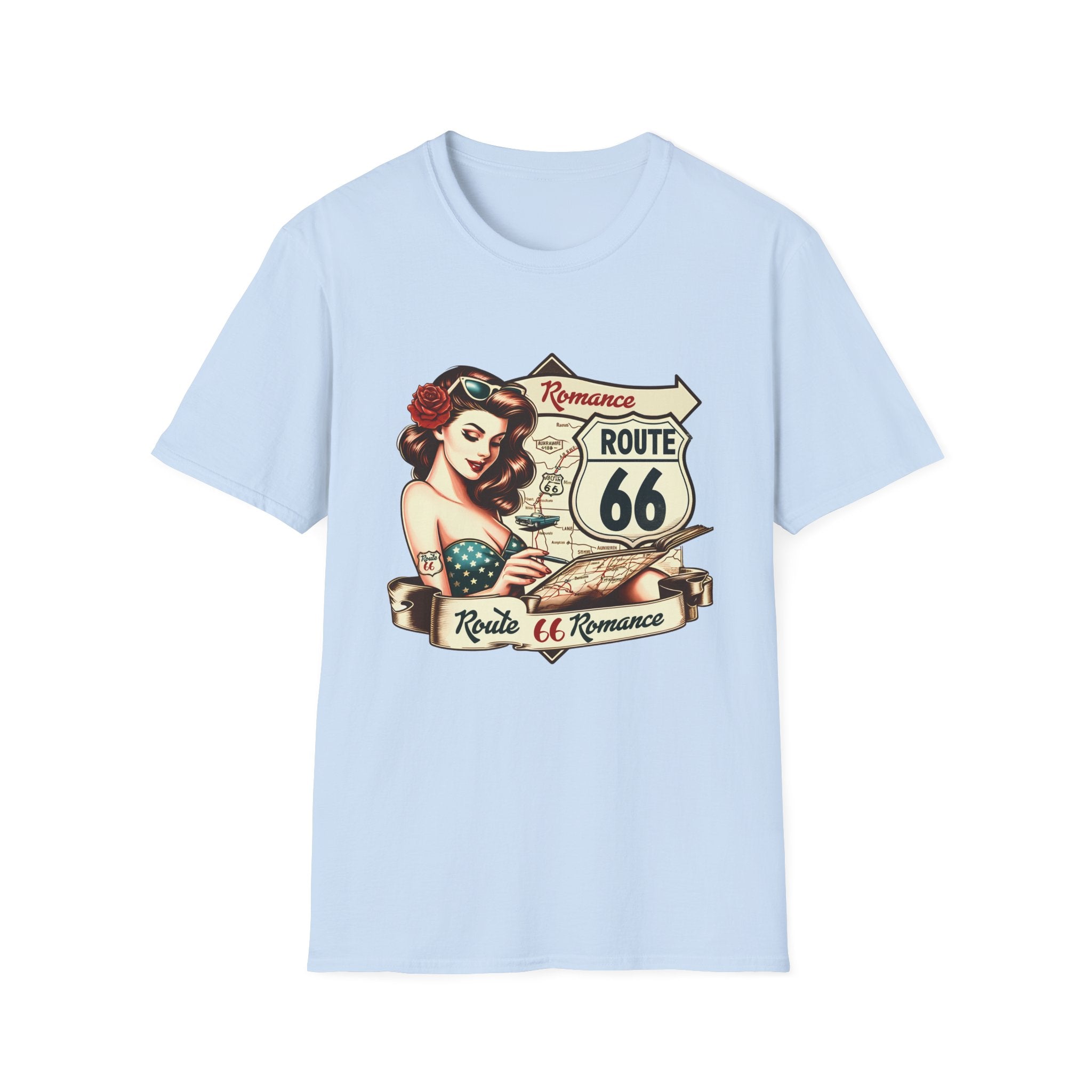 Pinup Girl Route 66 T-Shirt | Vintage Roadtrip Retro Sign