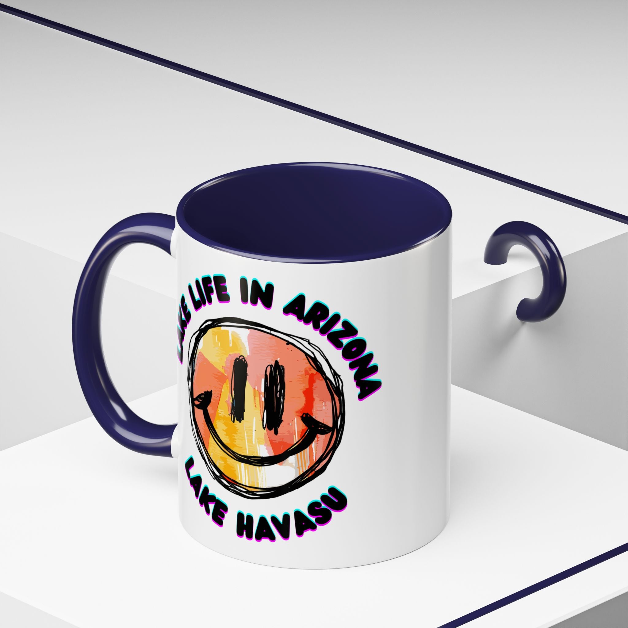 Lake Life in Arizona Smiley Mug | Lake Havasu Accent Coffee Mug