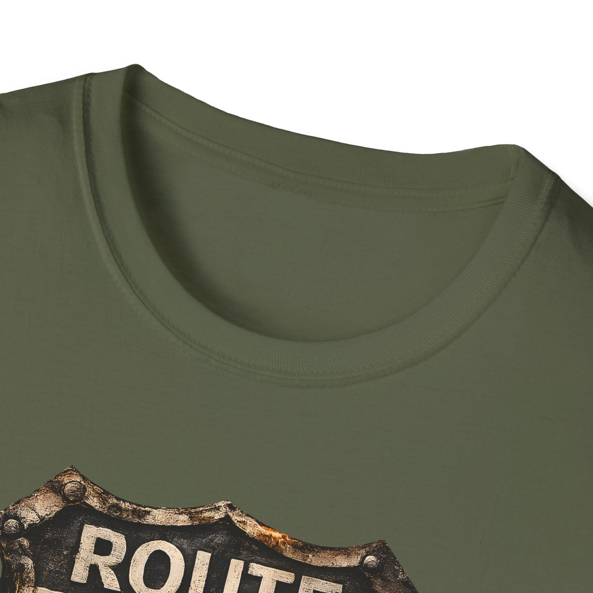 Route 66 Skull Badge T-Shirt | Ride the Legend, Winged Helmet Motorcycle Design