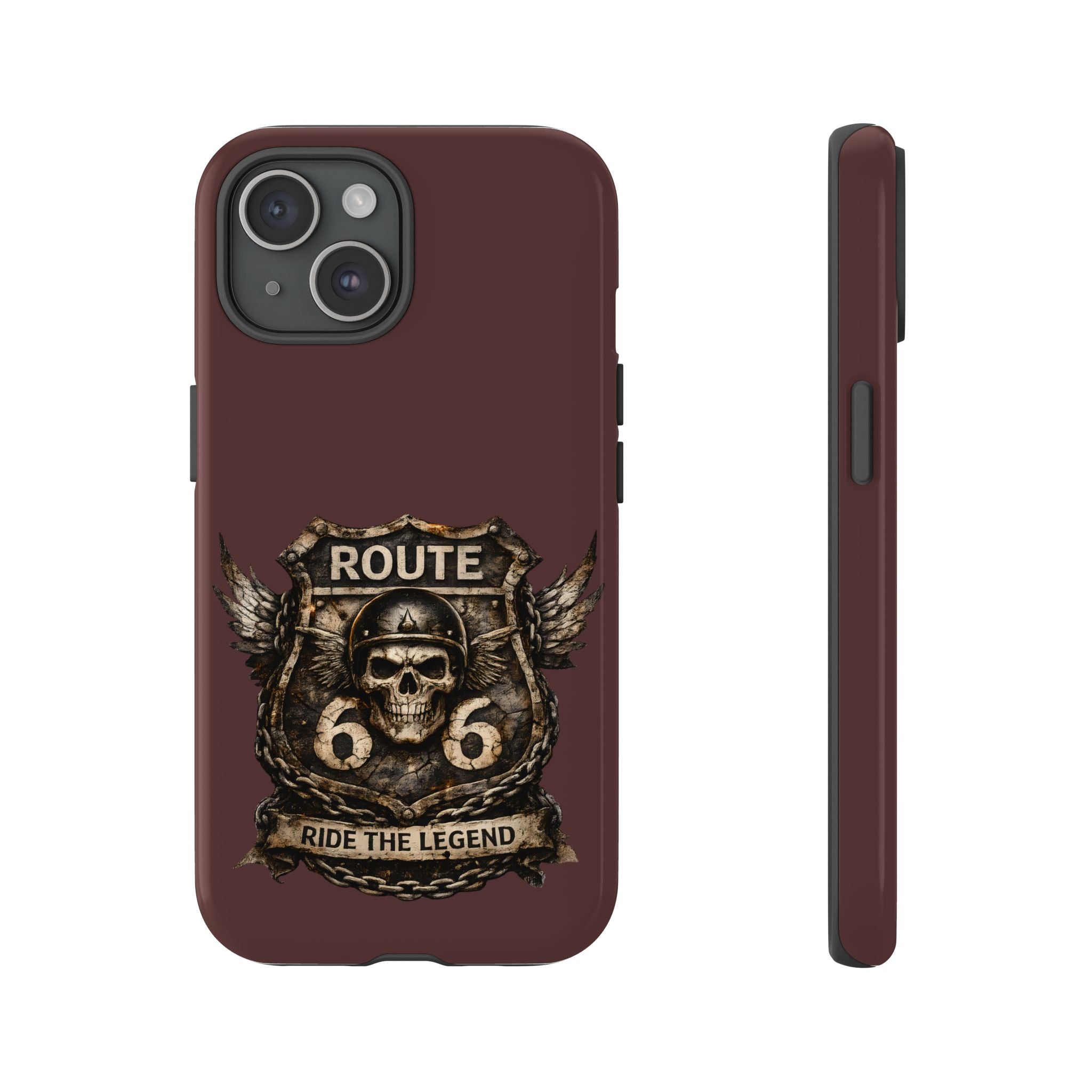 Route 66 Skull Helmet phone case | Motorcycle emblem, Ride the Legend