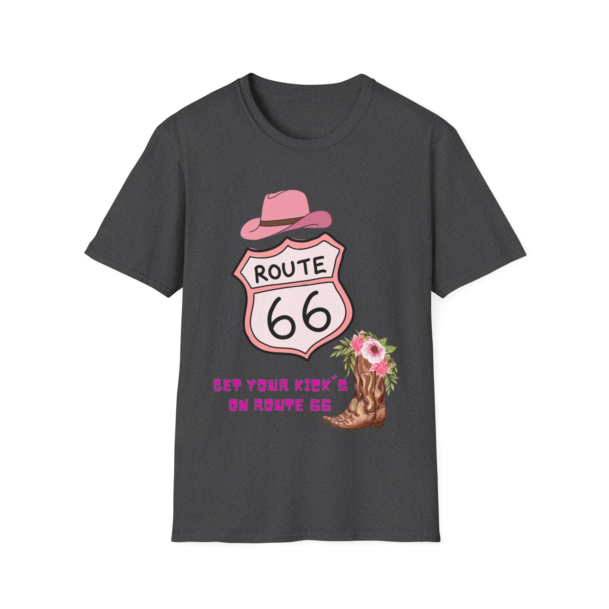 Route 66 Softstyle T-Shirt, Get Your Kick's On, Men Women, Unisex Tee Gift, Travel Highway Shirt