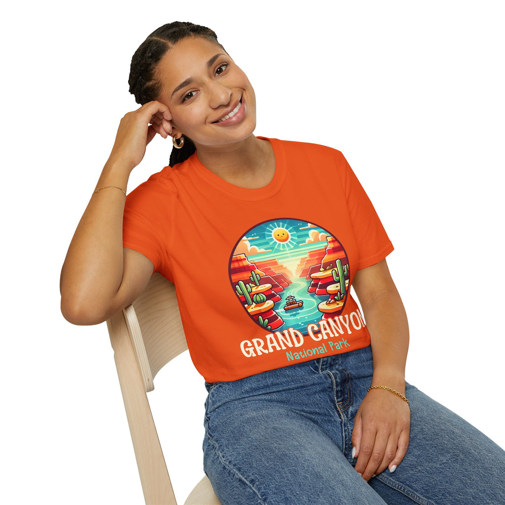 Grand Canyon National Park Retro Sunset T-Shirt | Canyon River Illustration