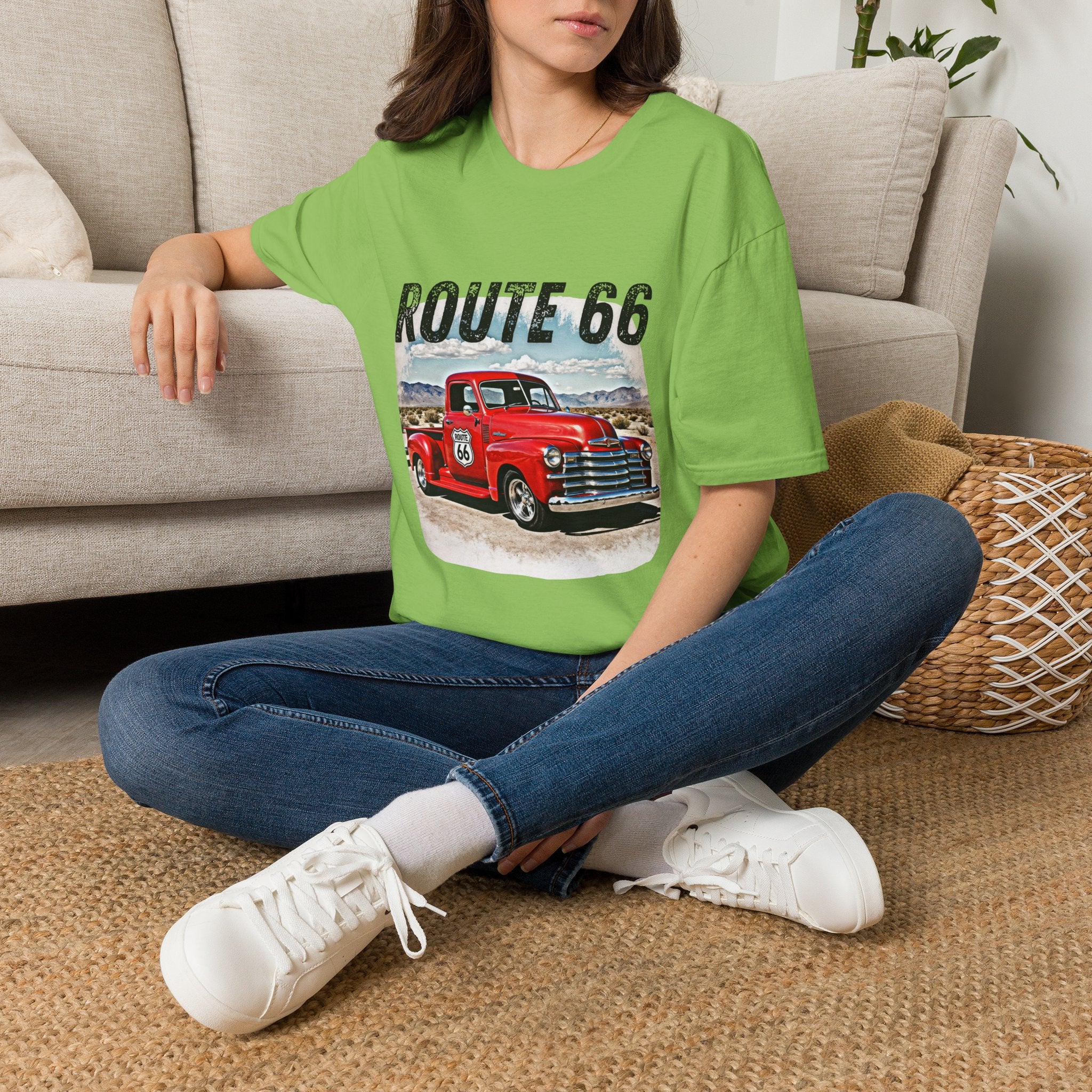 Route 66 Red Vintage Truck T-Shirt | Retro Highway Graphic