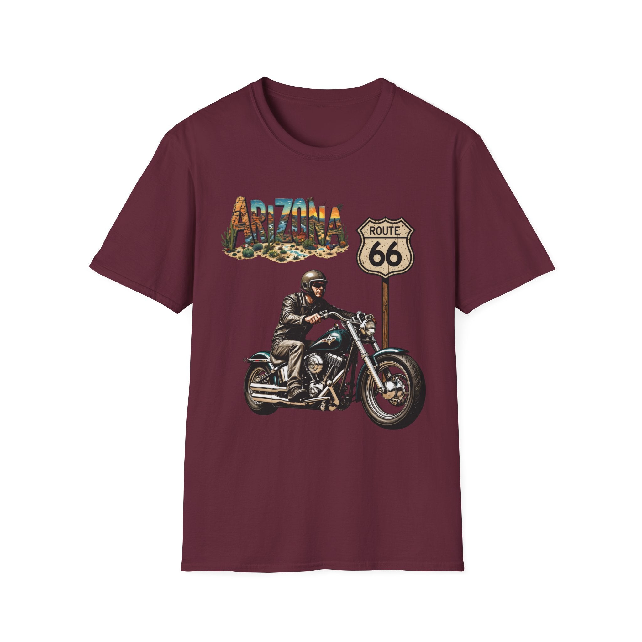 Arizona Route 66 Motorcycle T-Shirt | Biker Road Trip Tee