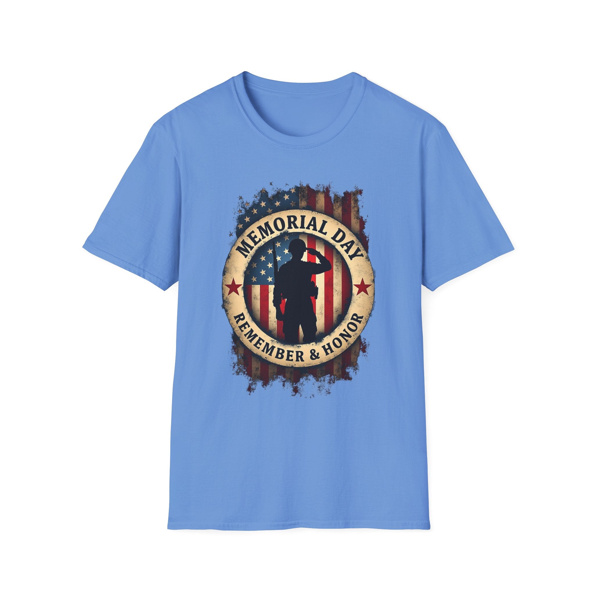 Memorial Day Remember & Honor T-Shirt | Soldier Silhouette American Flag
