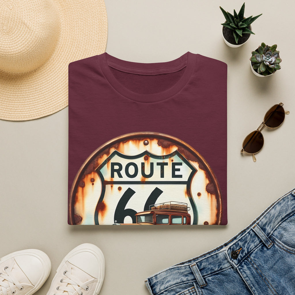 Route 66 Vintage Woody Wagon T-Shirt | The Road Is Calling, Retro Roadtrip Tee